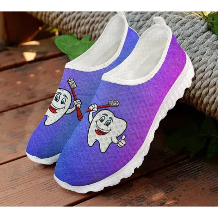 Women 3D Tooth Print Pattern Slip On Shoes