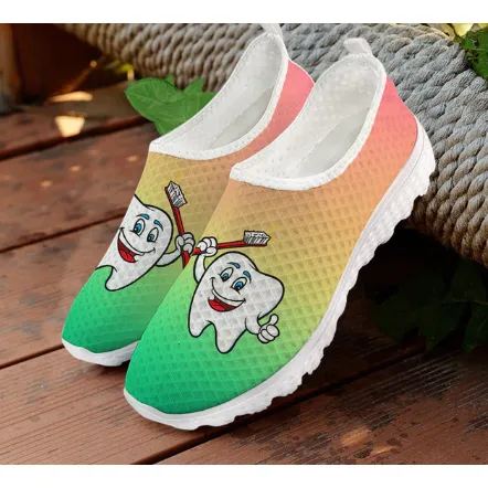 Women 3D Tooth Print Pattern Slip On Shoes