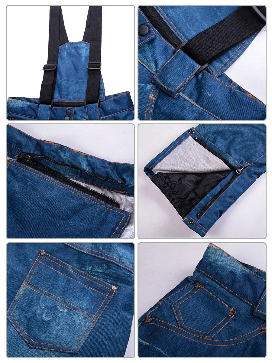 Women Denim Ski Bib Pants