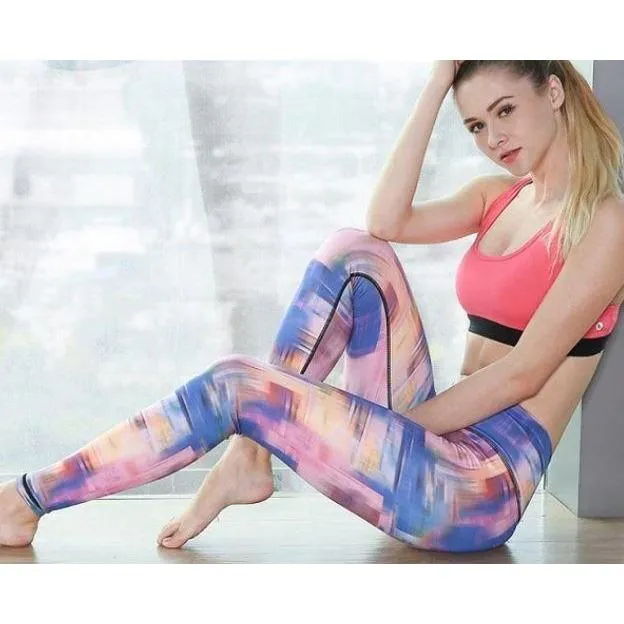 Women Digital Printed High Waist  Push Up Sports Leggings