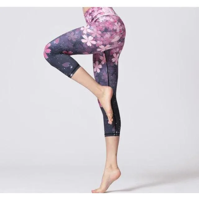 Women Digital Printed High Waist  Push Up Sports Leggings