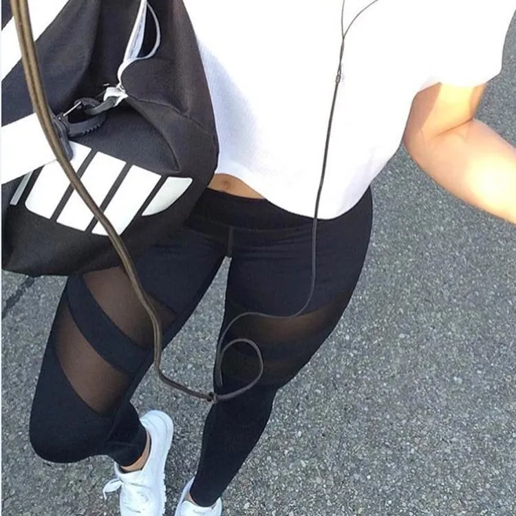 Women Mesh Patchwork High Waist Sport Leggings