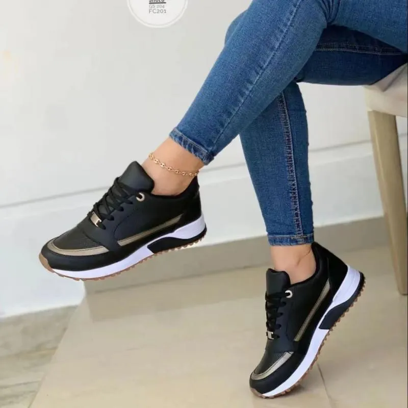 Women Sneakers Fashion Mesh Leather Patchwork Platform Sports Shoes Outdoor Running  - WSA50009