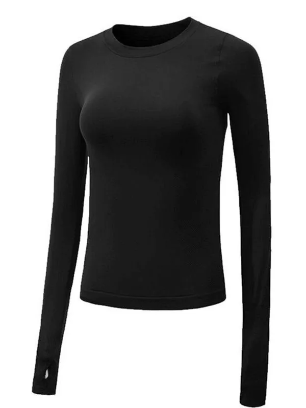 Women's Elongated Long Sleeves Tops / Slim Sports Tops with Finger Holes - SF0074