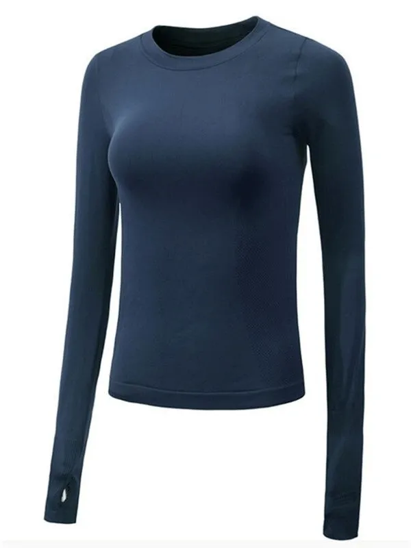 Women's Elongated Long Sleeves Tops / Slim Sports Tops with Finger Holes - SF0074