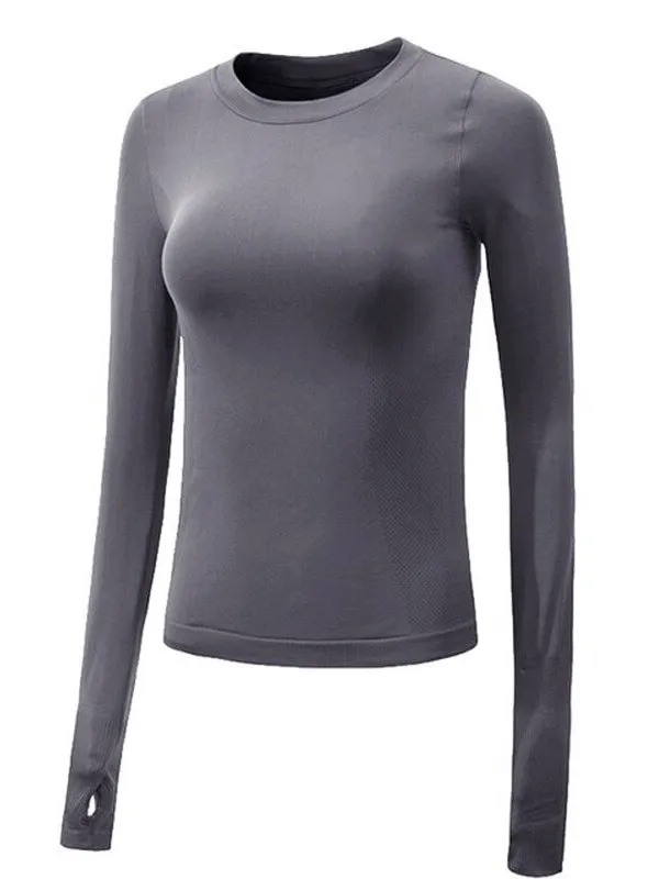 Women's Elongated Long Sleeves Tops / Slim Sports Tops with Finger Holes - SF0074