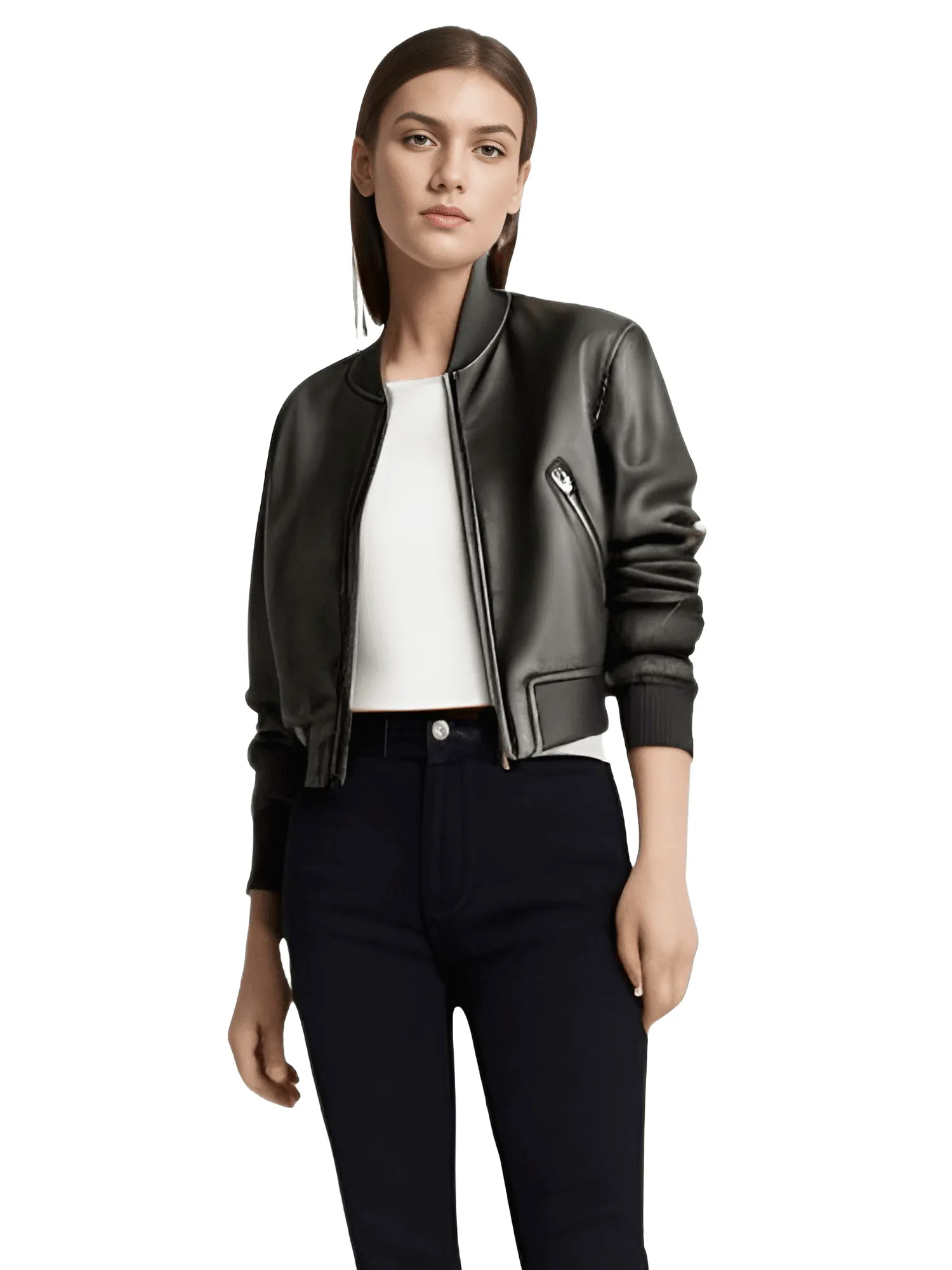 Women's Vintage Imitation Leather Bomber Jacket