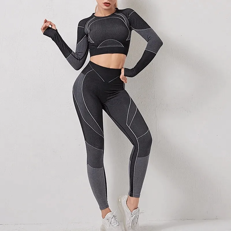 Workout Long Sleeves Suit with Leggings for Women - SF1719